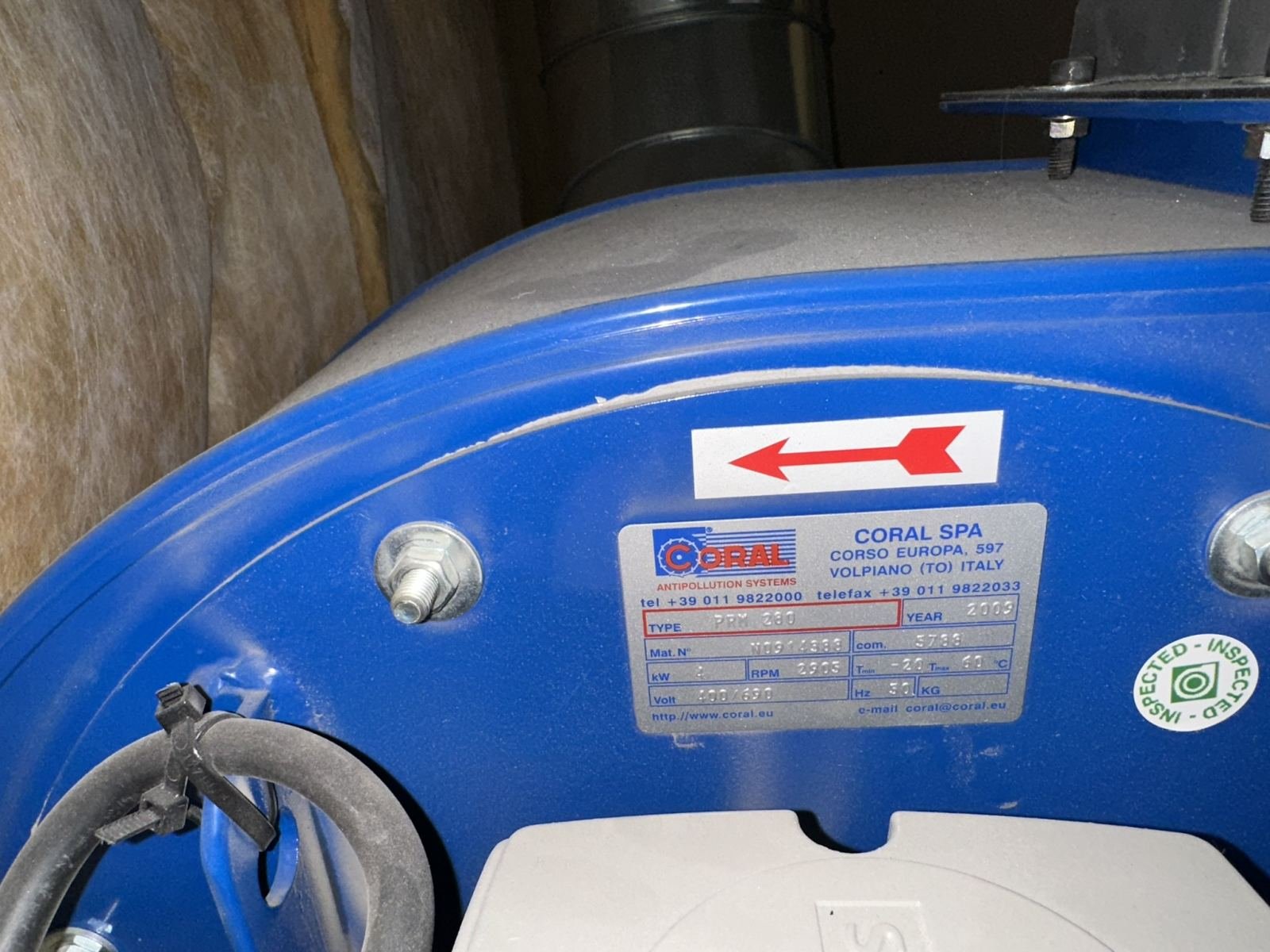 Ventilateur centrifuge industriel CORAL PRM 280 – Aspiration et dépoussiérage